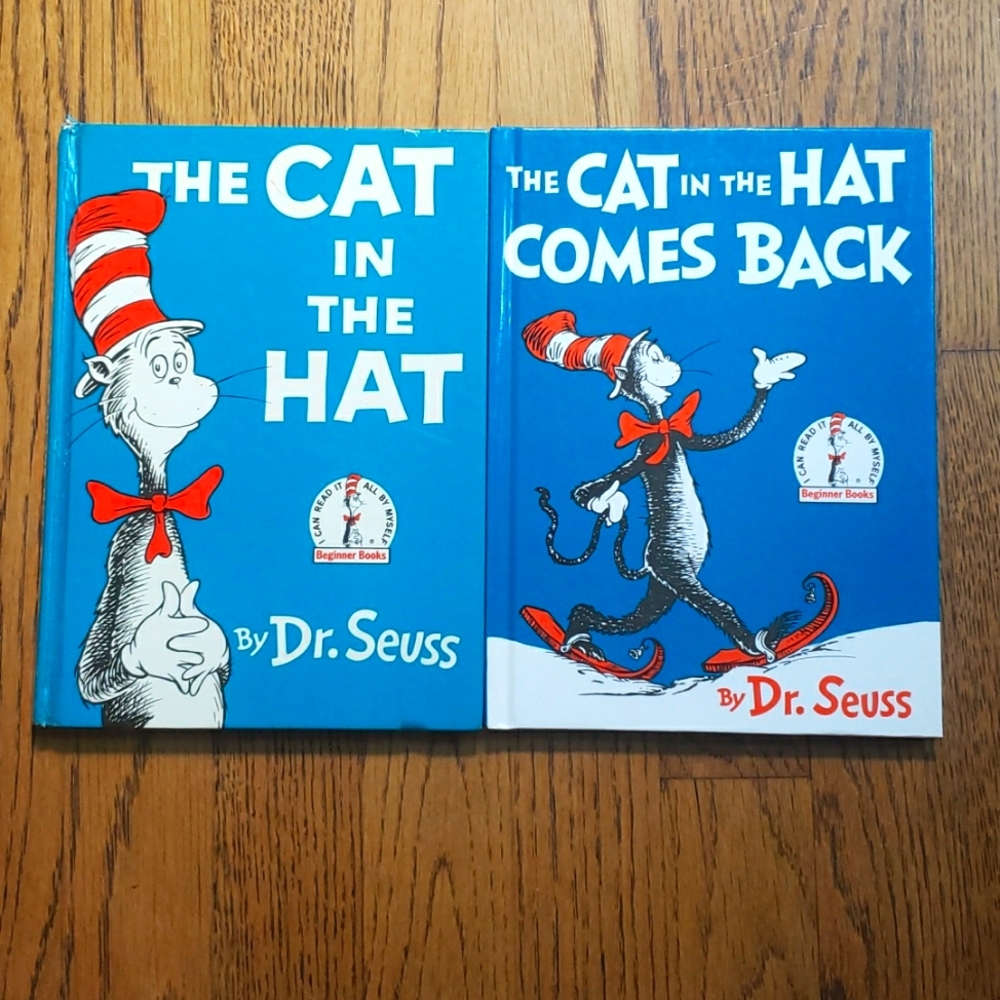 Set Of 2 Vintage Dr. Seuss Cat In The Hat Hardcover Children's Books
